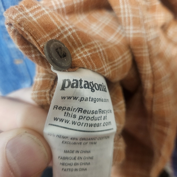 Patagonia Men’s XL Hemp Organic Cotton Plaid Button Shirt Rust Orange - Picture 8 of 8